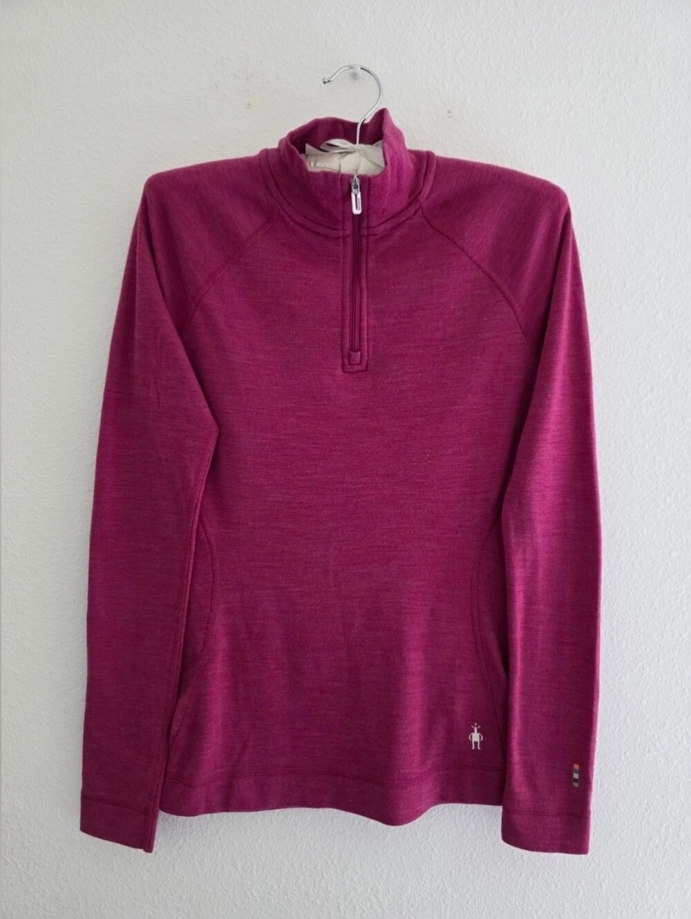 SmartWool Classic Thermal Merino 250 Base Layer 1/4 Zip Top Magenta Purple Sz S